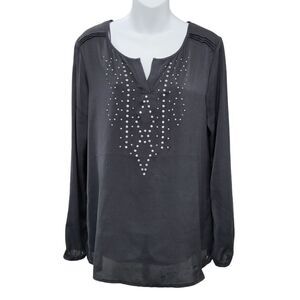 2/$20 Mexx Black & Silver Beads Top Blouse Size: M